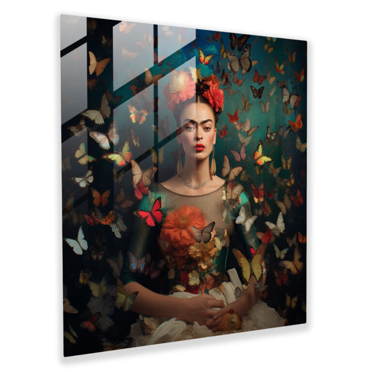 Frida Kahlo Glass Print - Wings Of Renewal - Frida Kahlo, Glass Art, Glass Print, Wall Decoration