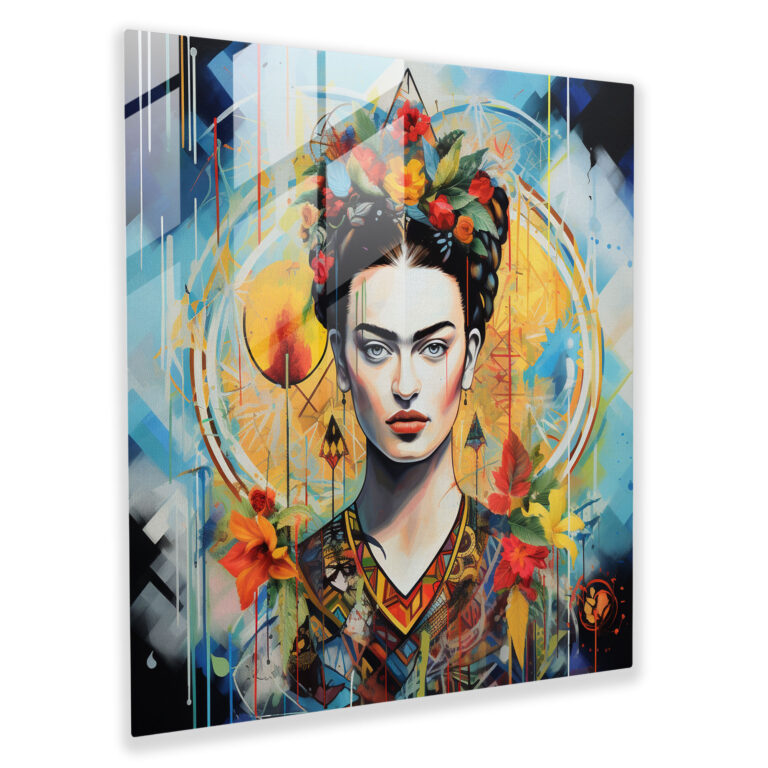 Frida Kahlo Glass Print - Kaleidoscope Muse - Frida Kahlo, Wall Decoration, Glass Print, Modern Art