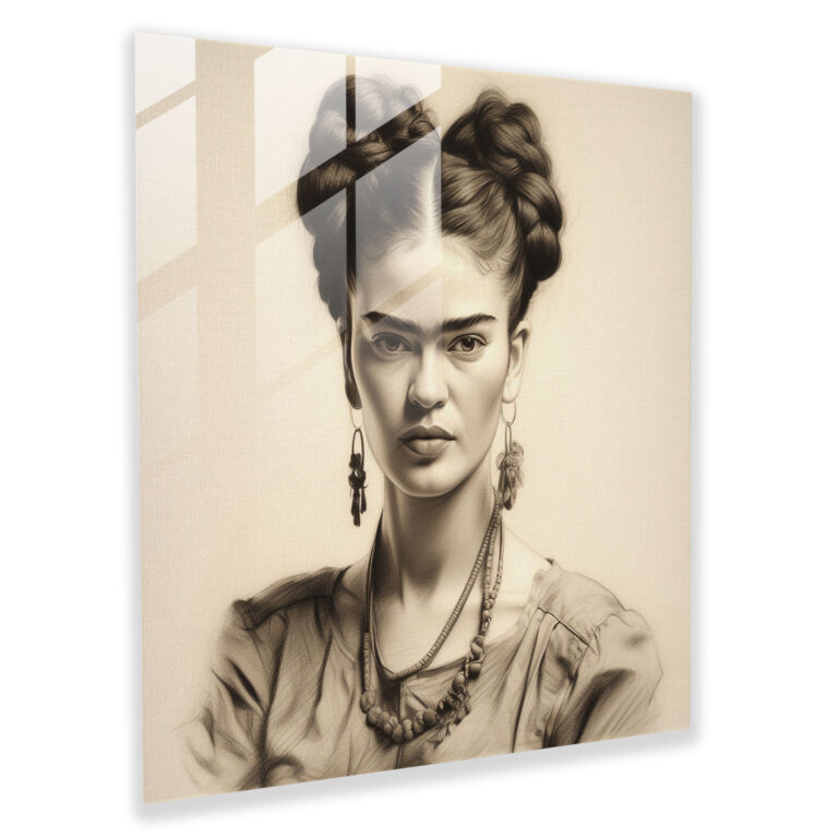 Frida Kahlo Glass Print - Intense Reflection - Frida Kahlo, Intense Gaze, Inner Strength, Profound Emotions