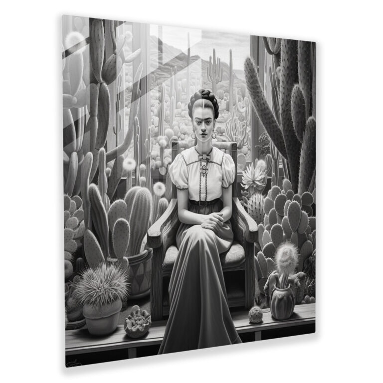 Frida Kahlo Glass Print - Frida Kahlo, Cacti, Frida Kahlo, Glass Art