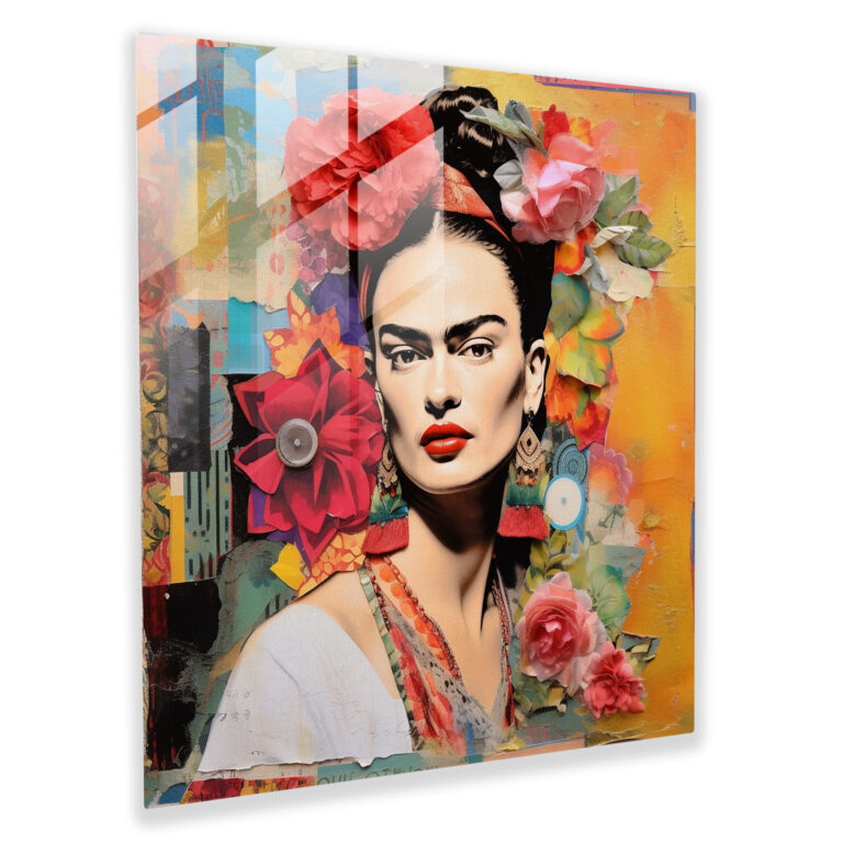 Frida Kahlo Glass Print - Frida Kahlo, Glass Wall Art, Glass Art, Colorful Fabrics