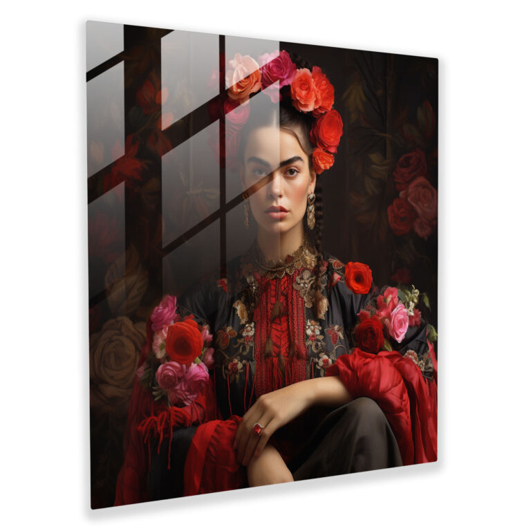 Frida Kahlo Glass Print - Frida Kahlo, Frida Kahlo Intense Gaze, Glass Art, Glass Print