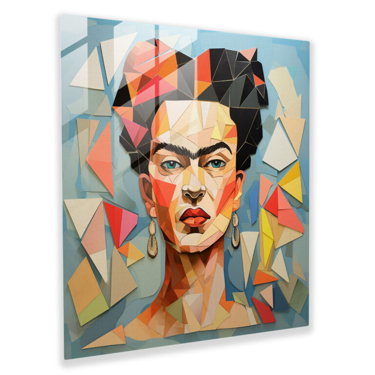 Frida Kahlo Glass Print - Frida Kahlo, Wall Decoration, Cubist-Inspired Artwork, Angles