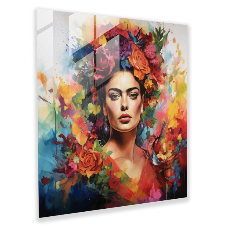 Frida Kahlo Glass Print - Frida Kahlo, Frida Kahlo, Modern Art, Watercolor Painting
