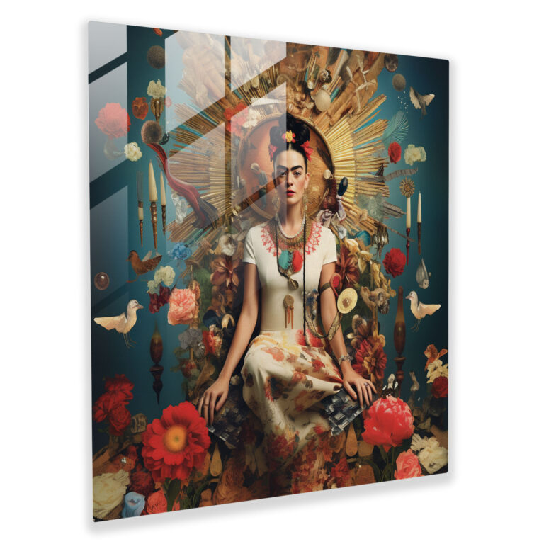 Frida Kahlo Glass Print - Frida Kahlo, Surrealist Collage, Glass Art, Glass Print