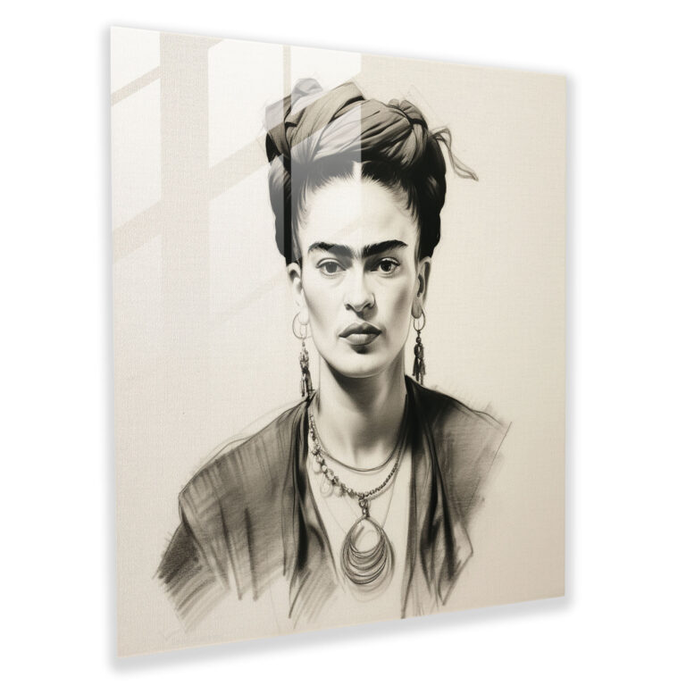 Frida Kahlo Glass Print - Frida Kahlo, Home Decoration, Hand-Drawn, Frida Kahlo