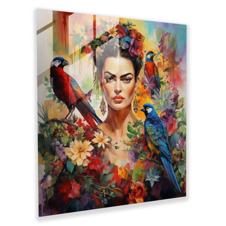 Frida Kahlo Glass Print - Frida Kahlo, Wall Decoration, Home Decoration, Modern Art