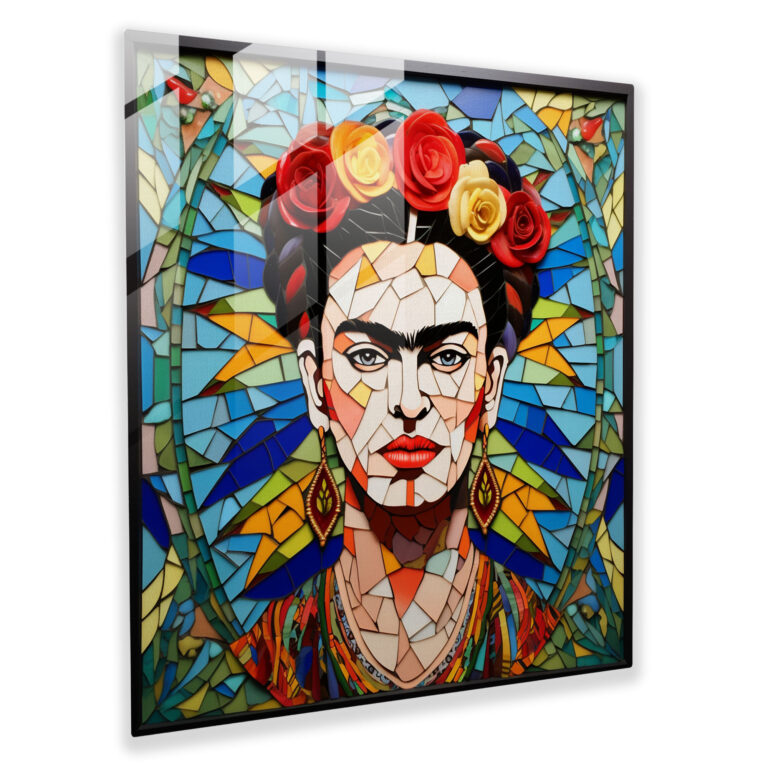 Frida Kahlo Glass Print - Frida Kahlo, Modern Art, Glass Print, Mosaic-Inspired