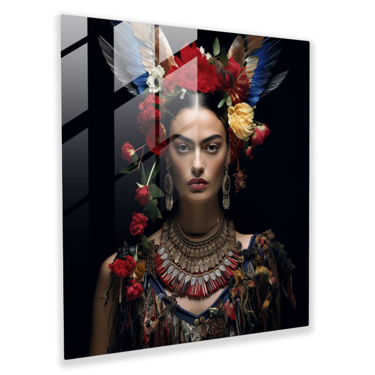 Frida Kahlo Glass Print - Frida Kahlo, Frida Kahlo, Modern Art, Striking Features