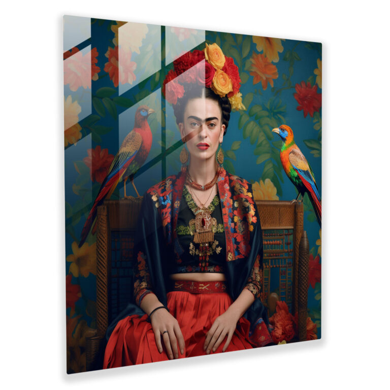 Mexican Textiles Frida Kahlo Glass Print - Frida Kahlo, Glass Print, Glass Wall Art, Frida Kahlo