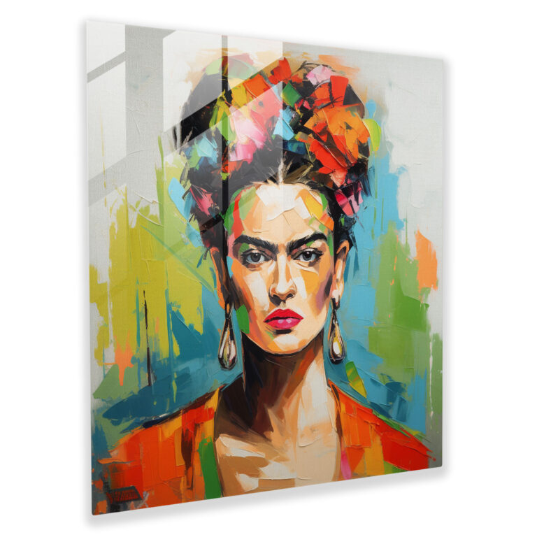 Abstract Frida Kahlo Glass Print - Frida Kahlo, Resilience, Home Decoration, Modern Art