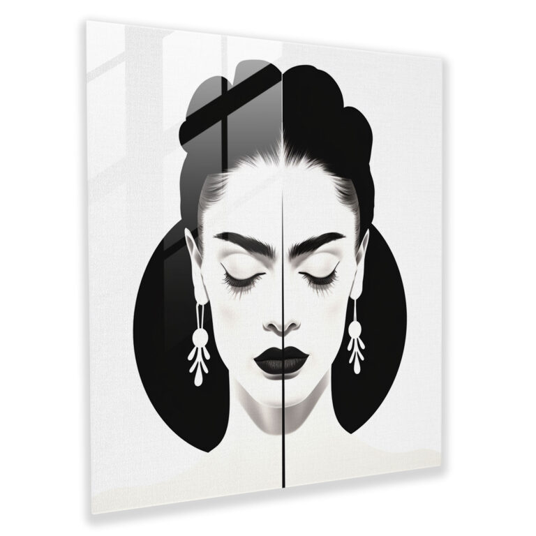 Minimalist Frida Kahlo Glass Print - Frida Kahlo, Iconic, Black And White, Frida Kahlo