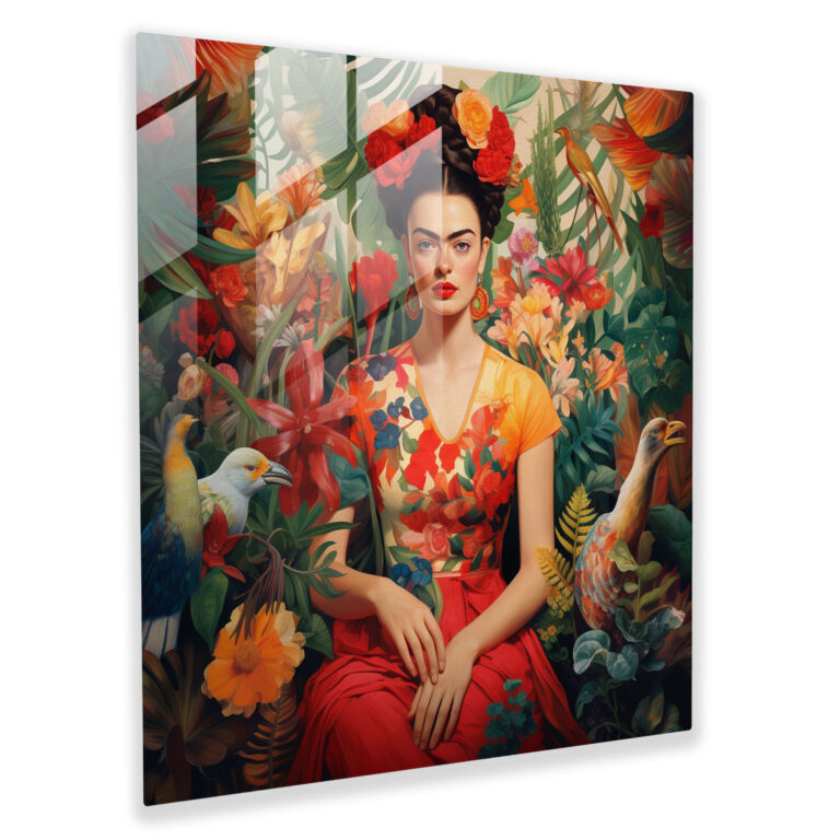 Impressionist Frida Kahlo Glass Print - Frida Kahlo, Wall Decoration, Modern Art, Glass Art