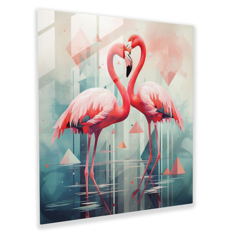Geometric Flamingos Glass Print - Flamingo, Home Decoration, Contemporary Interpretation, Glass Print
