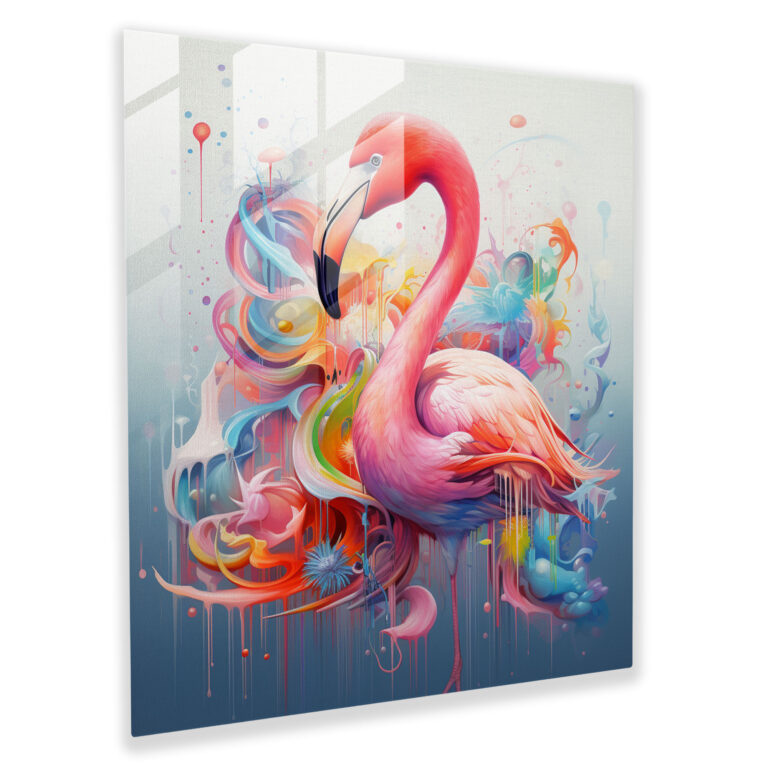 Flamingo Glass Print - Surreal Dreamscape - Flamingo, Glass Wall Art, Abstract Elements, Glass Print