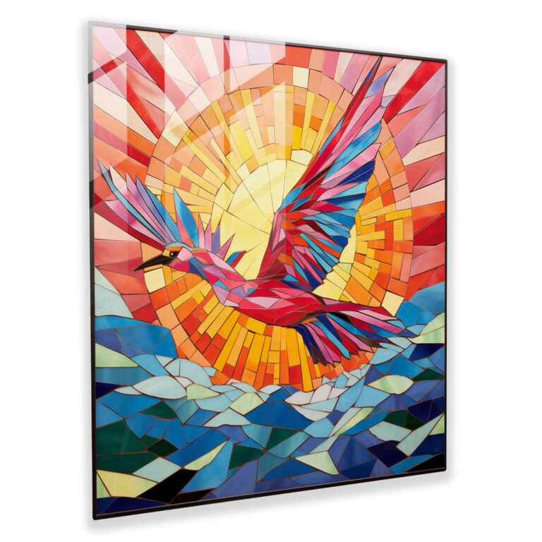 Hanging Flamingo Stained Glass Art - Flamingo, Modern Art, Mosaic, Home Decoration