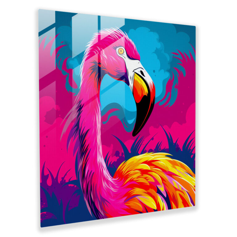 Flamingo Pop Art Glass Print - Flamingo, Glass Wall Art, Modern Art, Pop Art