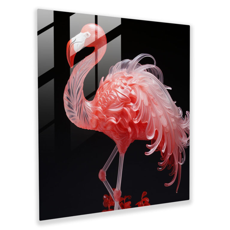 Flamingo Perfection Glass Print - Flamingo, Sculpture, Glass Art, Flamingo