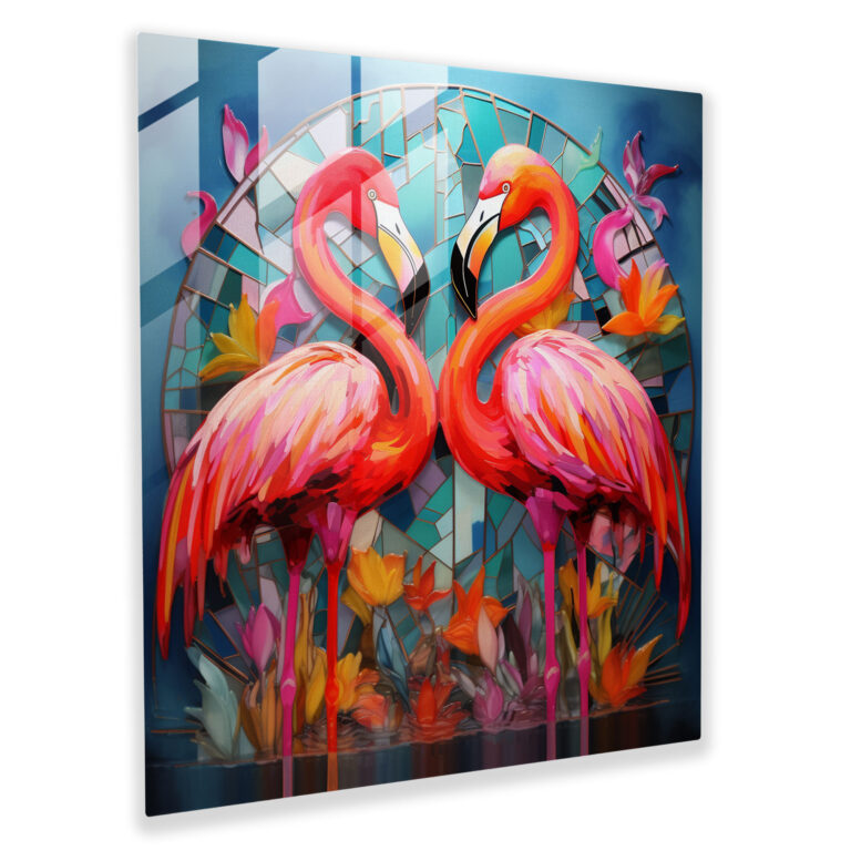 Contemporary Flamingo Glass Print - Flamingo, Glass Art, Contemporary, Striking