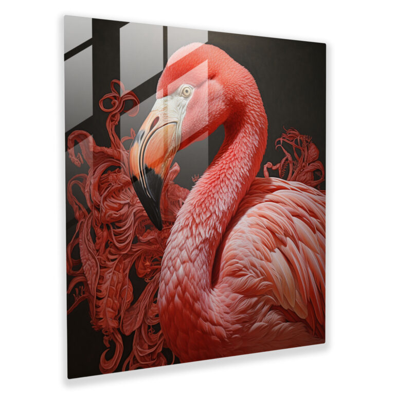 Flamingo Reflection Glass Print - Flamingo, Glass Print, Home Decoration, Glass Art