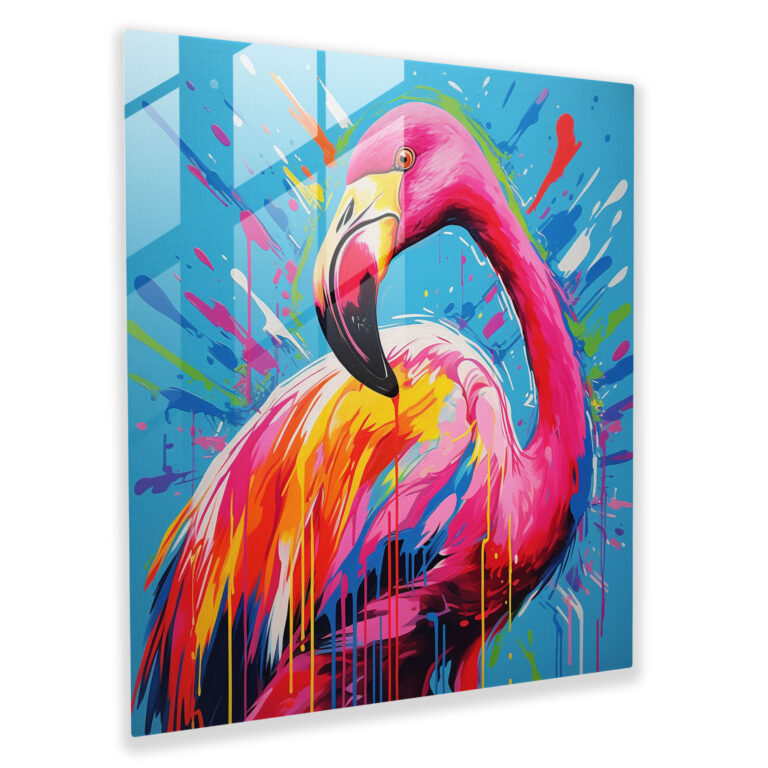 Flamingo Pop Sensation Glass Print - Flamingo, Wall Decoration, Pop Art Inspired Artwork, Glass Art