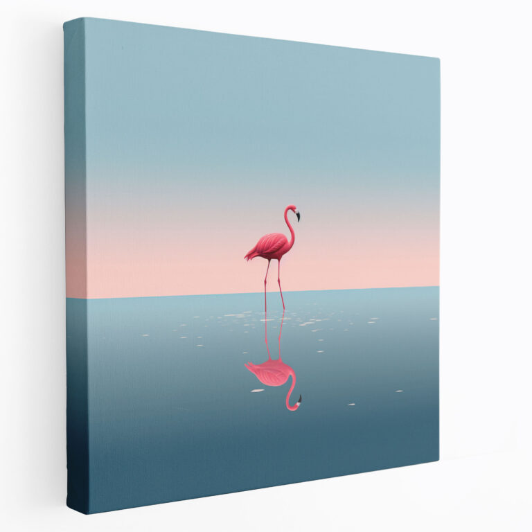 Serene Flamingo Canvas Print - Flamingo, Wall Decoration, Canvas Print, Minimalist