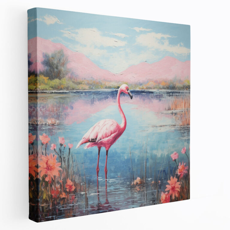 Impressionistic Flamingo Canvas Print - Flamingo, Impressionistic Painting, Flamingo, Serene Landscape