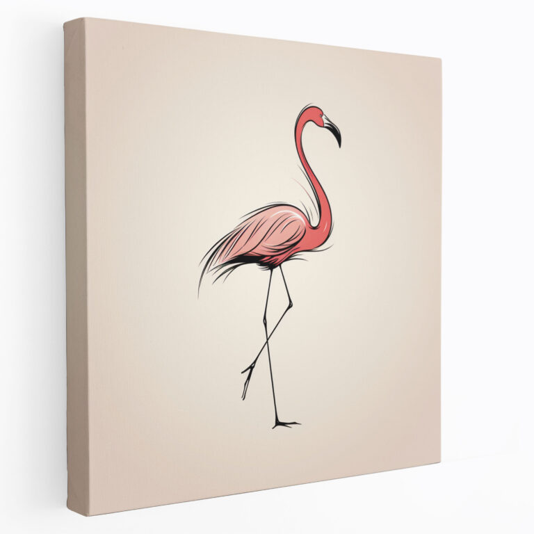 Flamingo Canvas Print - Minimalist Wall Art - Flamingo, Home Decoration, Single Line Drawing, Flamingo