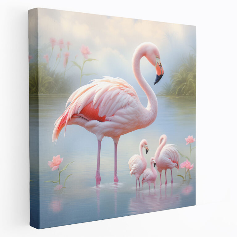 Adorable Flamingo Family Canvas Print - Flamingo, Flamingo, Wall Decoration, Adorable