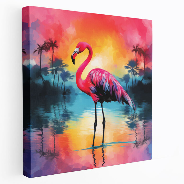 Artistic Flamingo Canvas Print - Flamingo, Flamingo Canvas Print, Home Decoration, Vibrant
