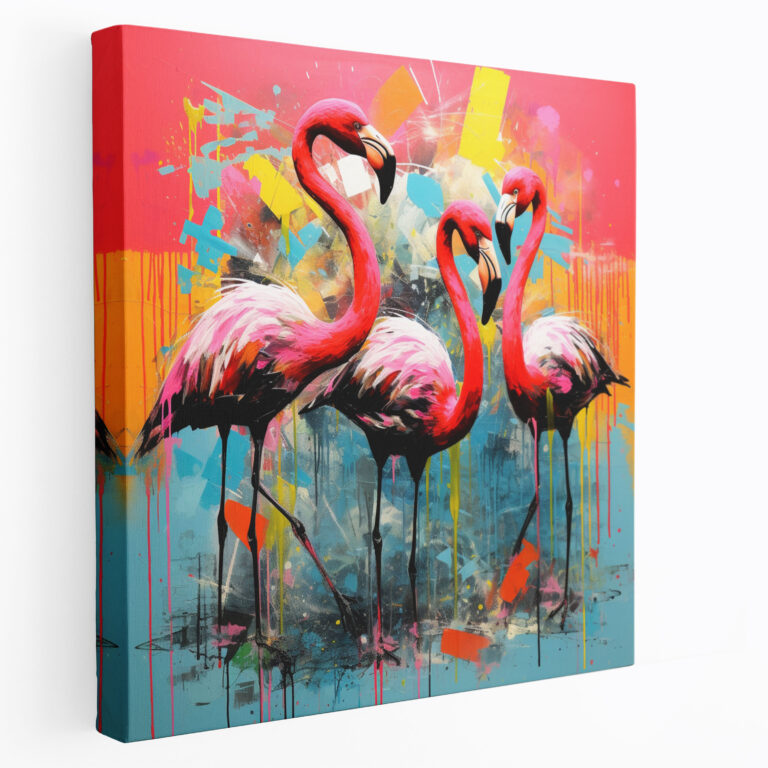 Abstract Flamingo Canvas Print - Flamingo, Vibrant, Canvas Print, Home Decoration