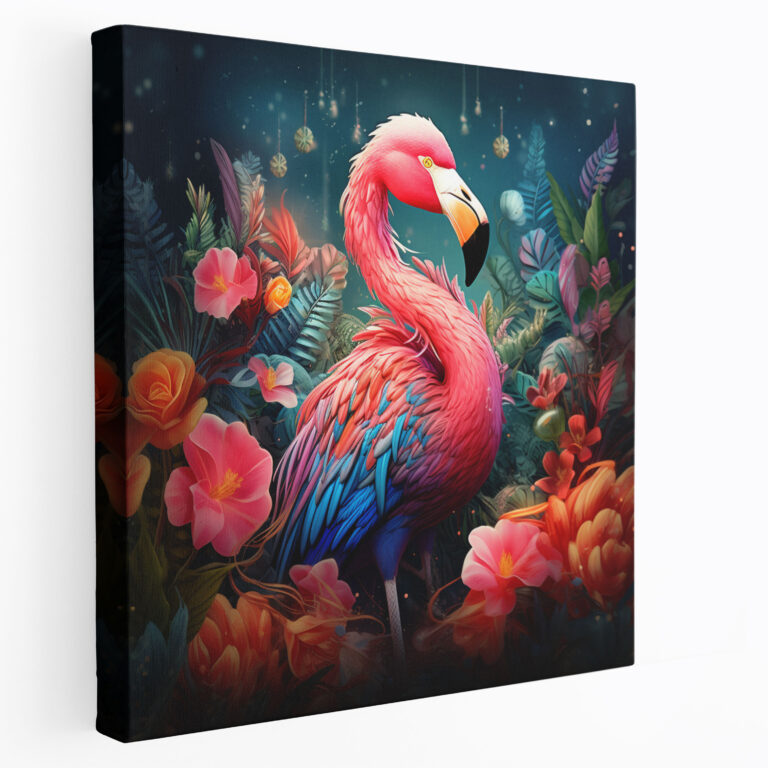 Flamingo Tropical Canvas Print - Flamingo, Flamingo, Digital Illustration, Tropical