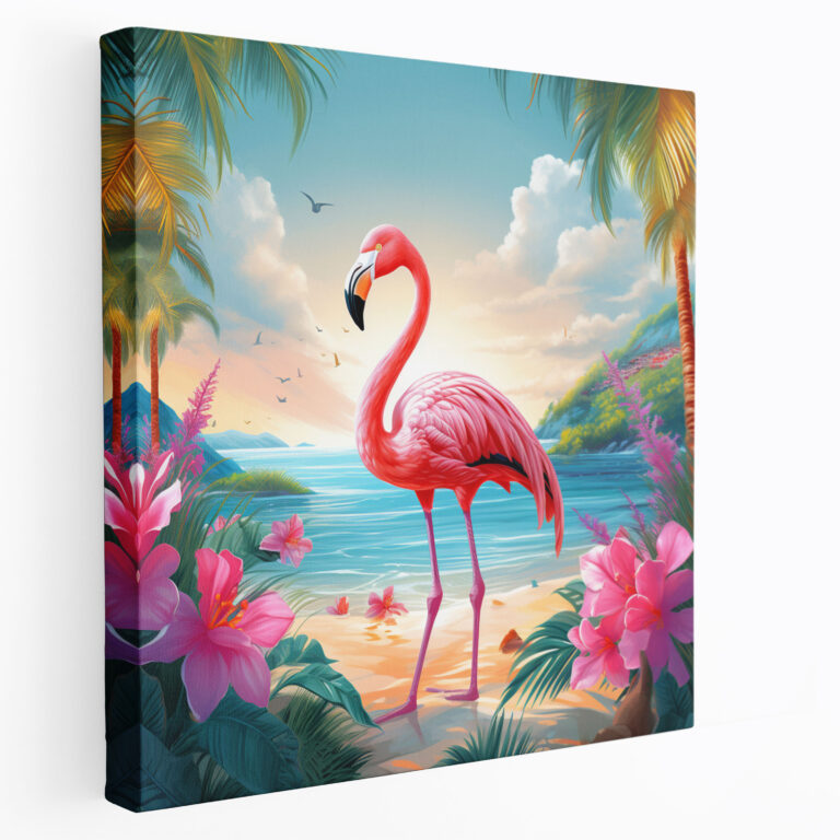 Flamingo Paradise Canvas Print - Flamingo, Canvas, Wall Decoration, Paradise