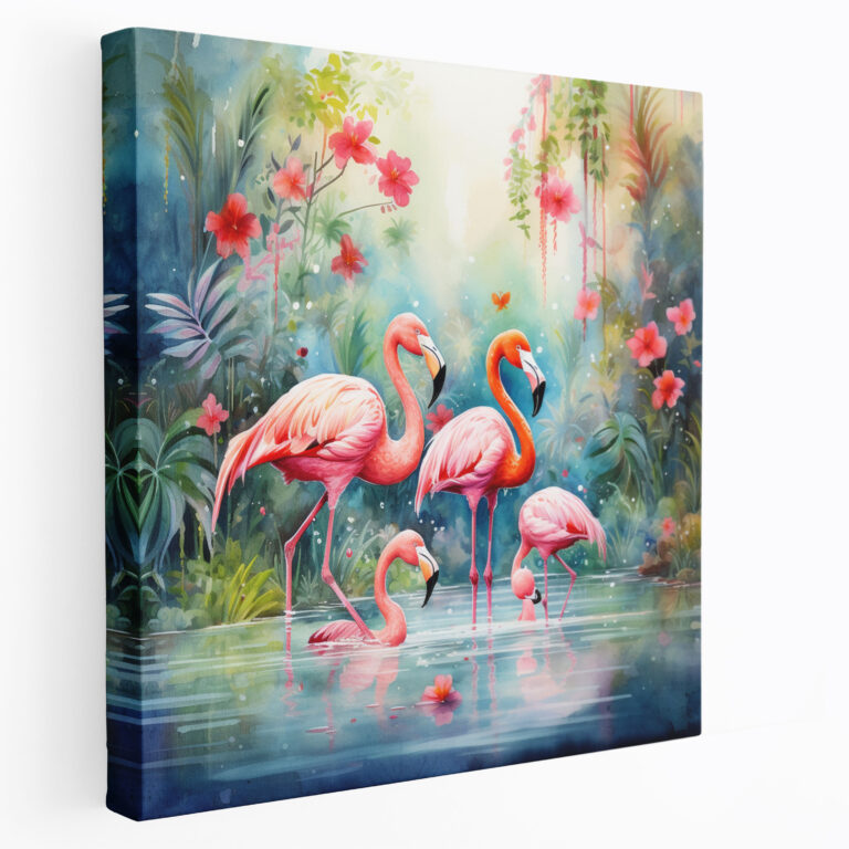Whimsical Flamingo Canvas Print - Flamingo, Tropical Paradise, Home Decoration, Flamingo Wall Art