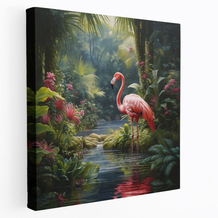 Realistic Flamingo Wall Art - Flamingo, Realistic Painting, Majestic Flamingo, Canvas