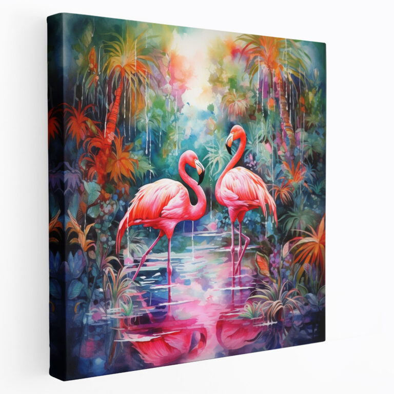 Flamingo Watercolor Canvas Print - Flamingo, Canvas Wall Art, Wall Decoration, Flamboyance