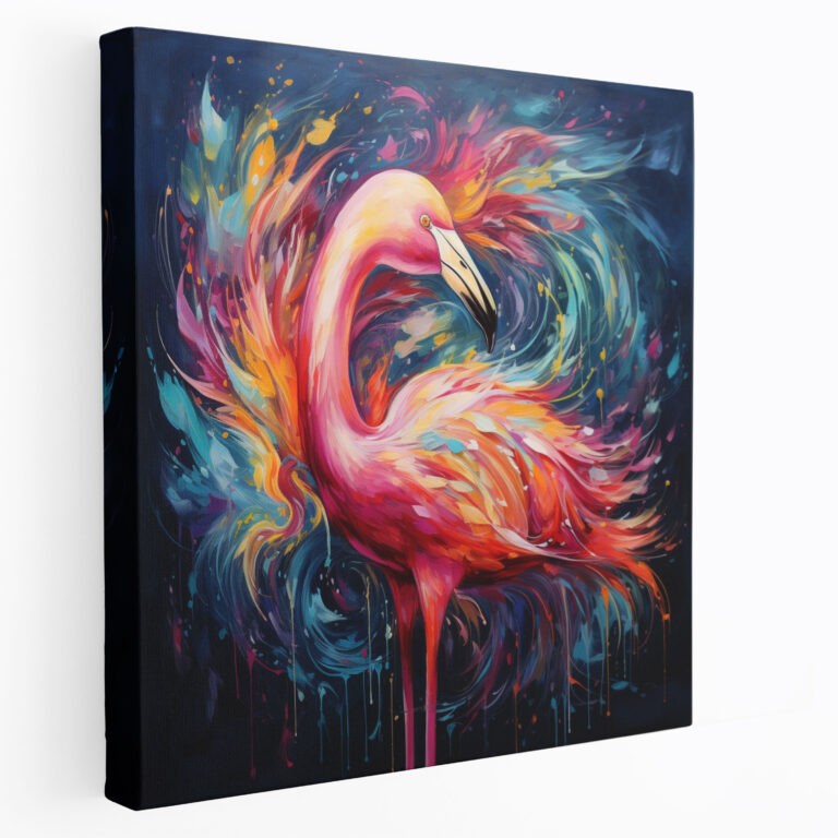 Abstract Flamingo Canvas Wall Art - Flamingo, Abstract Oil Painting, Home Decoration, Canvas Print