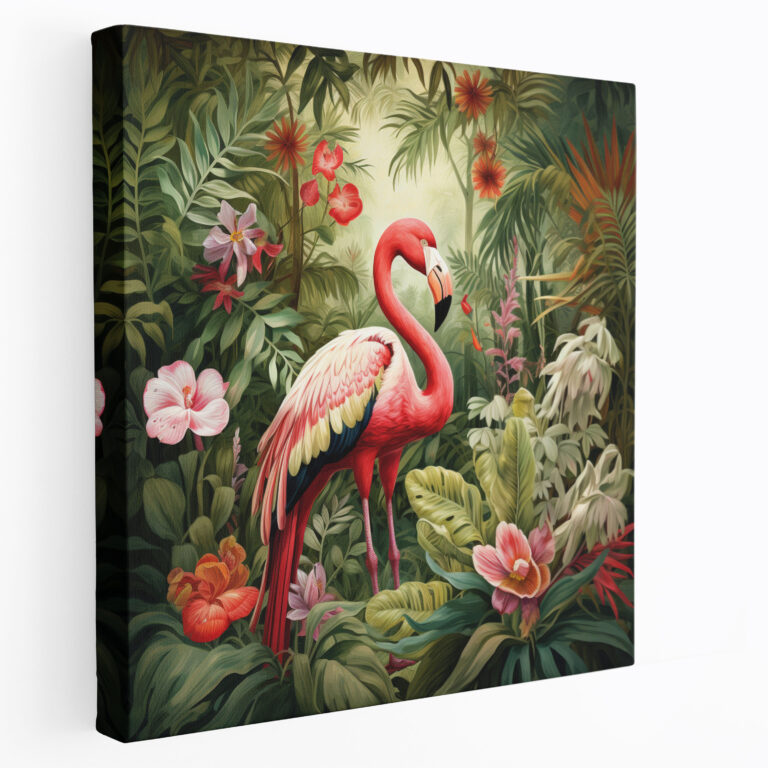 Botanical Flamingo Wall Decoration - Flamingo, Canvas Wall Art, Home Decoration, Botanical Illustration