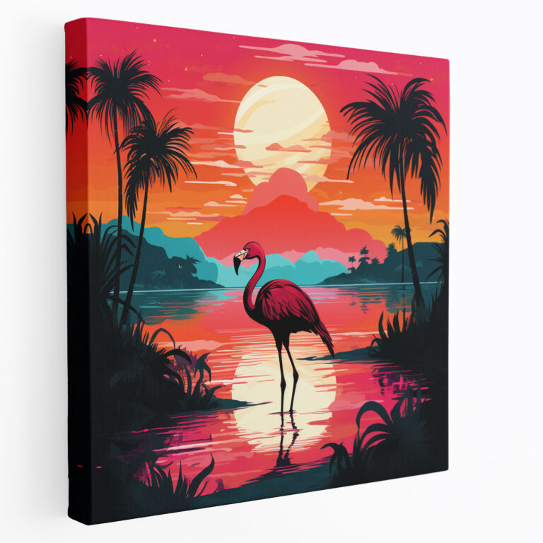Flamingo Canvas Print - Tropical Silhouette - Flamingo, Home Decoration, Wall Decoration, Canvas Wall Art