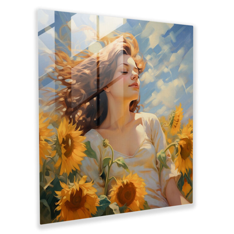 Captivating Glass Print of Home Decoration - Sunflower Meadow Impressionist Glass Wall Art