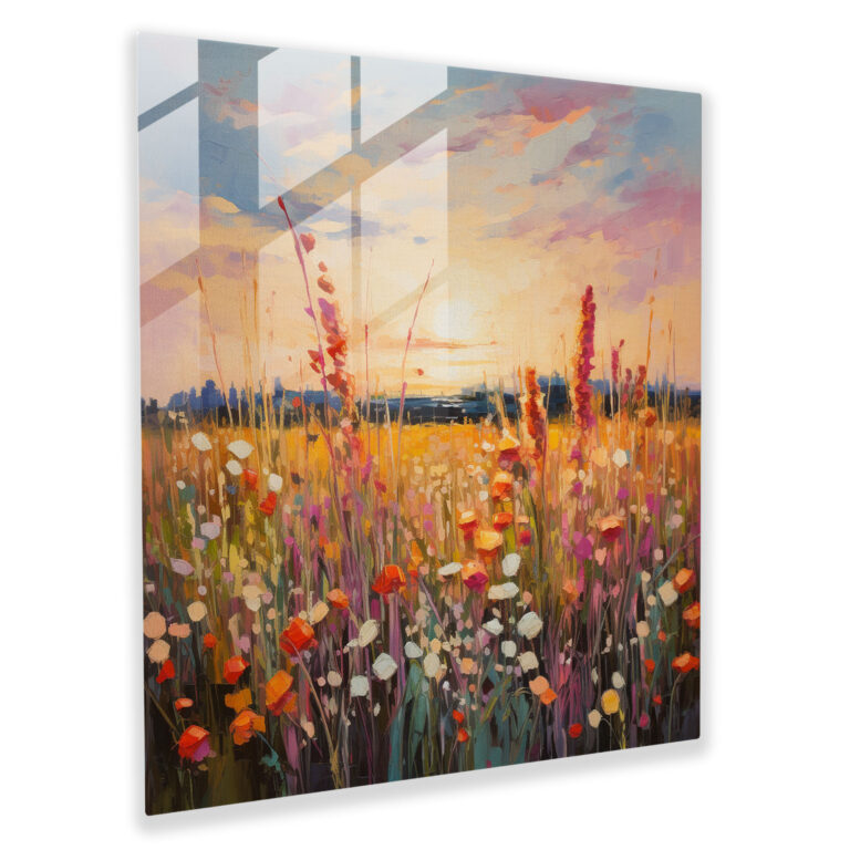 Vibrant Abstract Wildflower Glass Print Wall Art