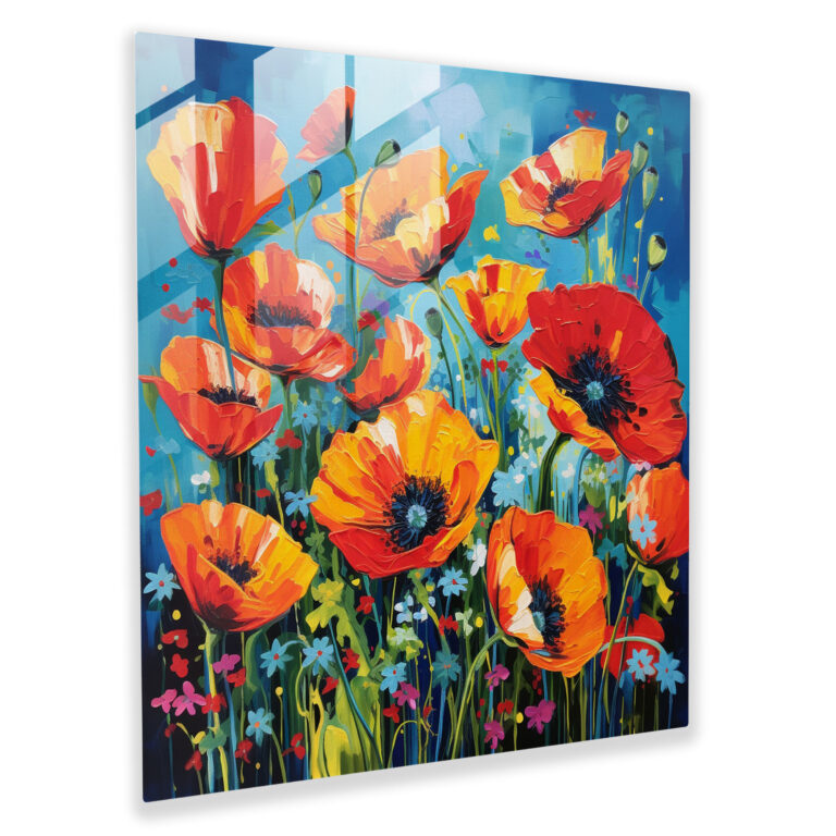 Expressive Poppy Flowers Glass Print