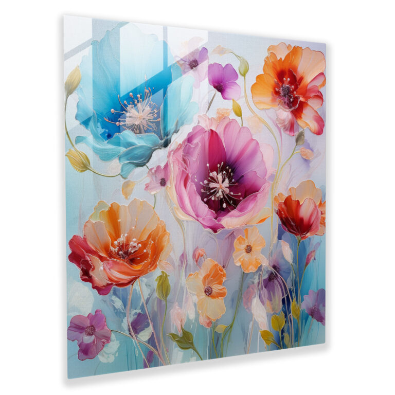 Whimsical Wildflower Garden Glass Wall Art Decor