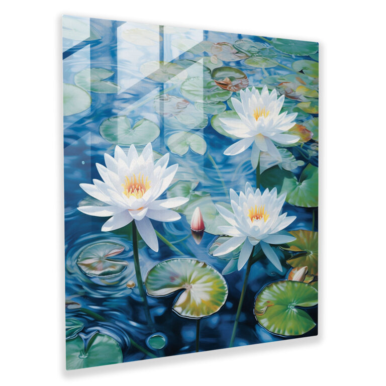 Tranquil Lily Pond Glass Wall Art Decor