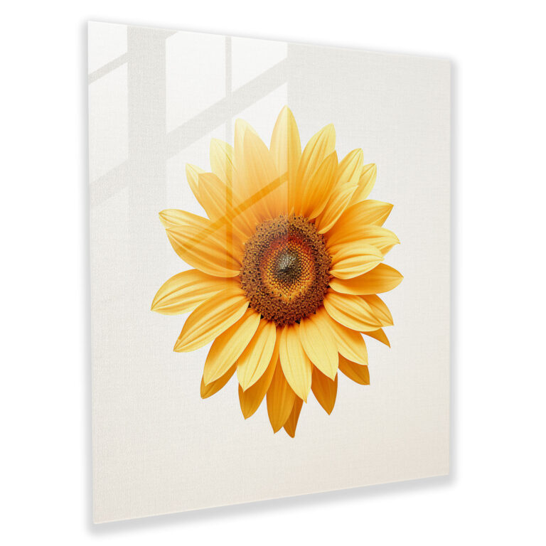 Pure Simplicity Glass Print - Minimalist Digital Art Sunflower Glass Wall Art - Wall Decoration