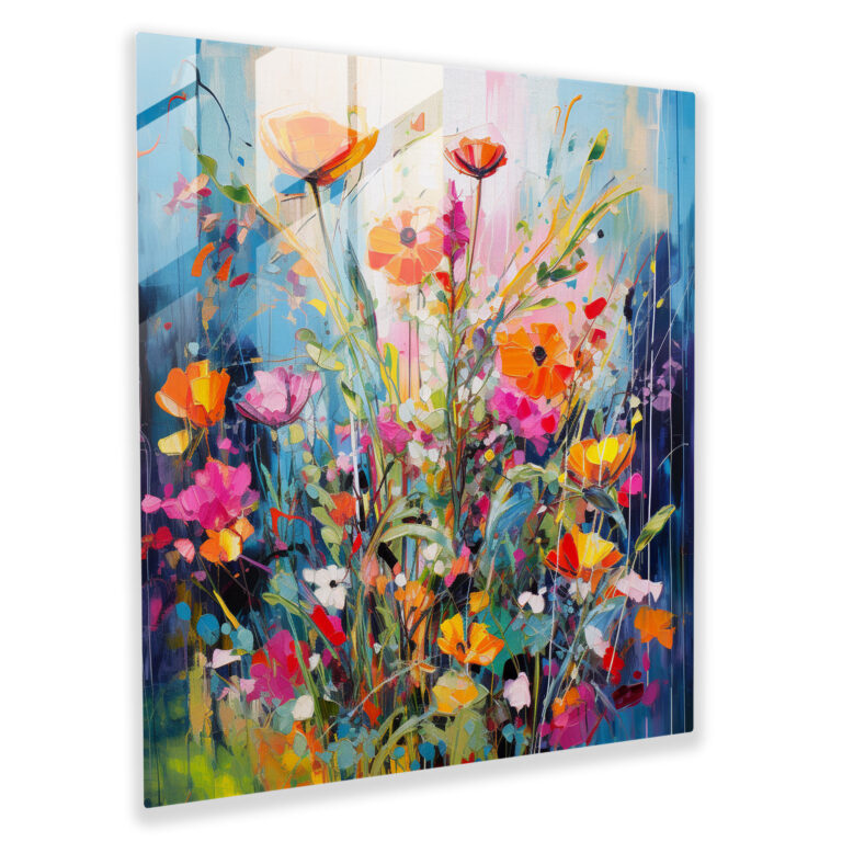 Vibrant Blossoms Glass Print