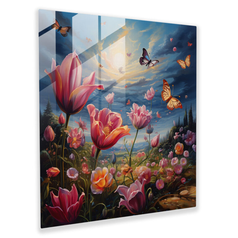 Whimsical Tulip Garden Glass Print