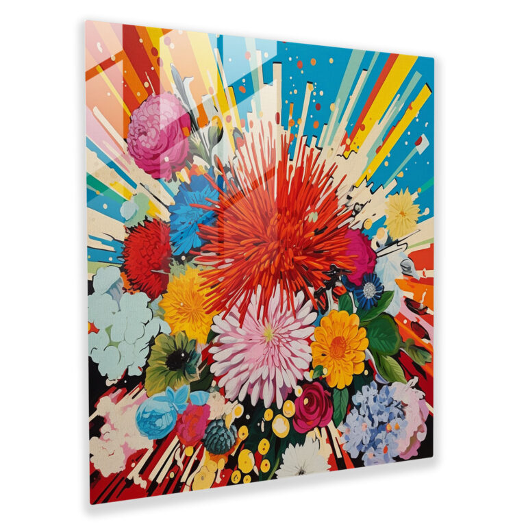 Colorful Explosion Glass Print