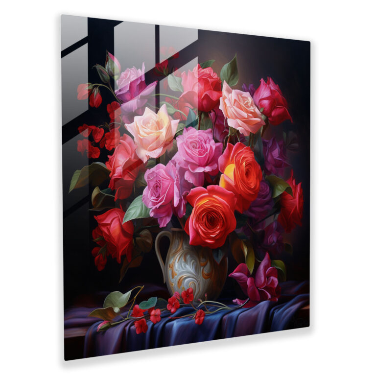 Romantic Roses Glass Print