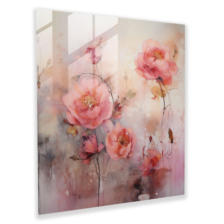 Captivating Ethereal Glass Print - Garden of Roses with Watercolor Textures - Glass Wall Art - Home Decoration - Wall Decoration - Glass Art - Modern Artwork